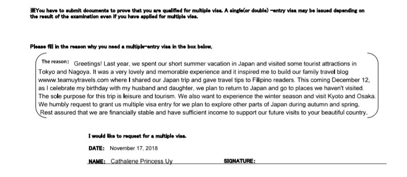 Japan Multiple Visa entry
